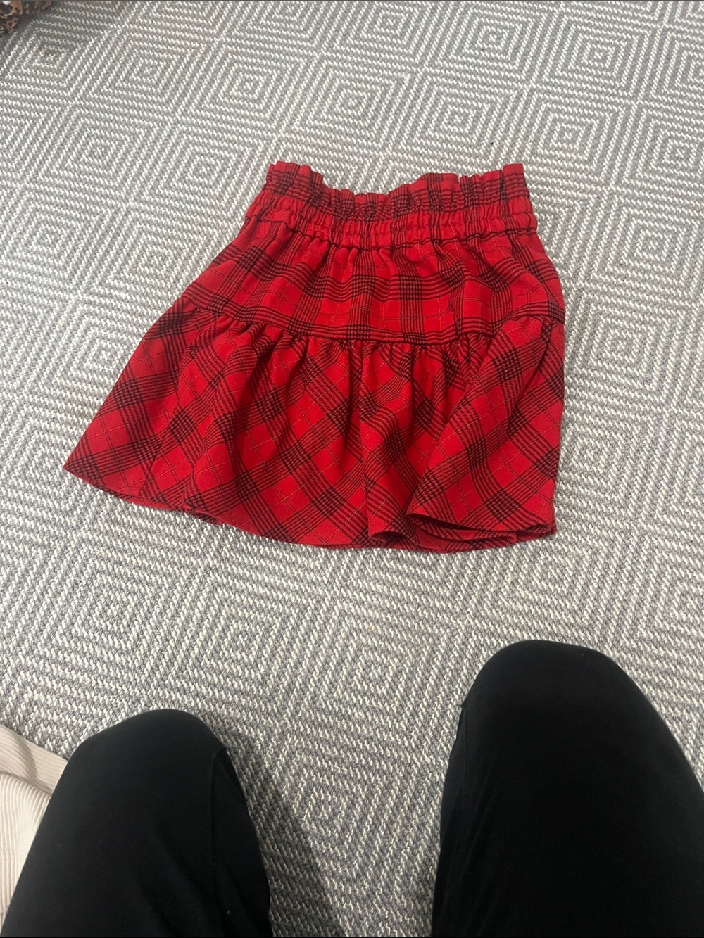 Zara Red and Black Plaid Tiered Skirt - Girls